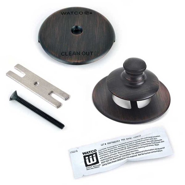 Watco Univ. NuFit Push Pull Bath Stopper, 1-Hole Overflow, Silicone Kit and Non-Grid Strain, Bronze 48700-PP-BZ